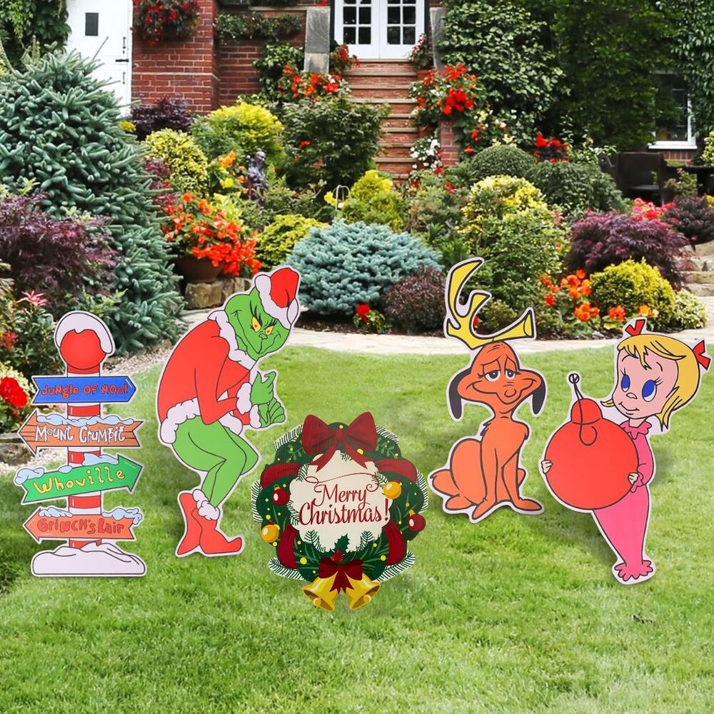 Outdoor Christmas Fence‎ Decorations - 5PCS Green Gnome LED String Lights & Yard